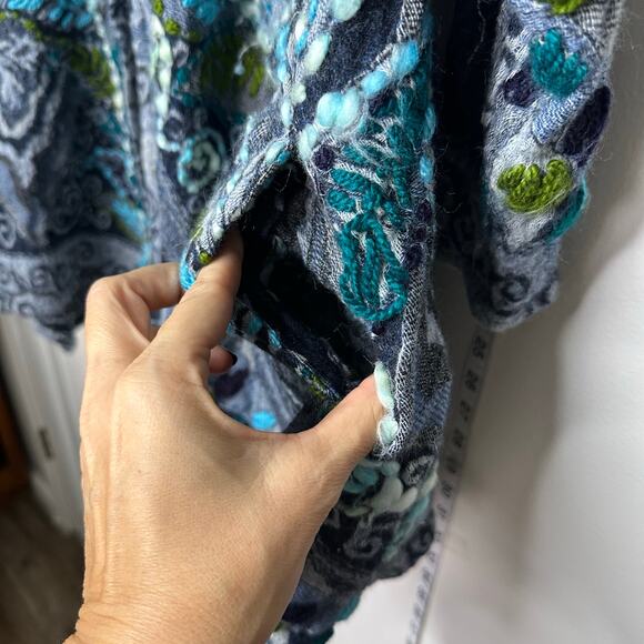 ANU Echo Sapphire BLUE FLORAL Embroidered Wool Jacket MEDIUM - Picture 7 of 10